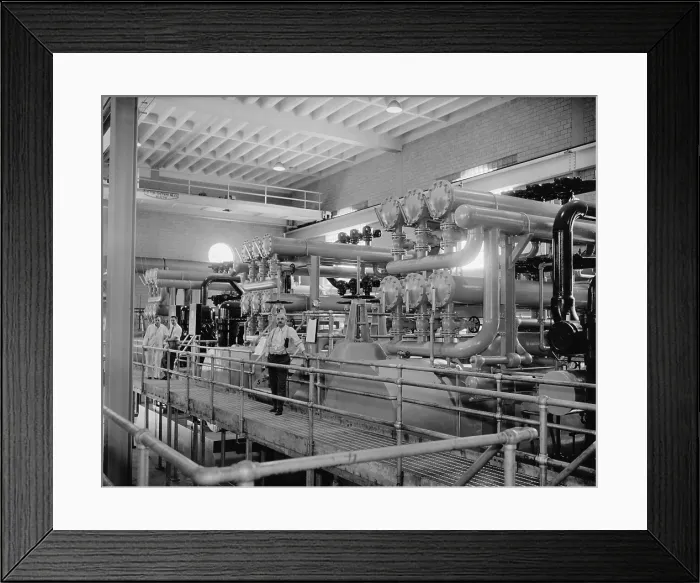 Framed Print : Air conditioning plant for the entire Capitol and the House Office buildings, June 1938. It was a welcome advance during the hot humid summers of Washington, D.C