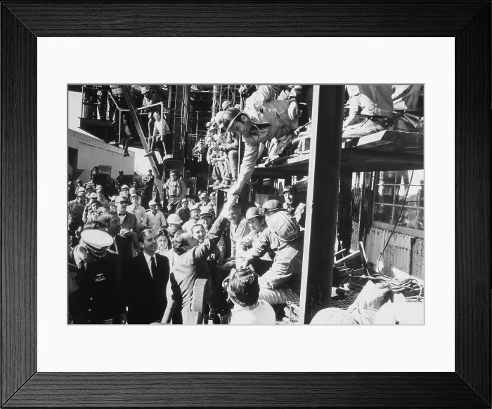 Framed Print : President Nixon shaking hands with construction workers after speaking to National Steel and Shipbuilding in San Diego California. Jan. 4 1972 Framed Print : President Nixon shaking hands with construction workers after speaking to National Steel and Shipbuilding in San Diego California. Jan. 4 1972