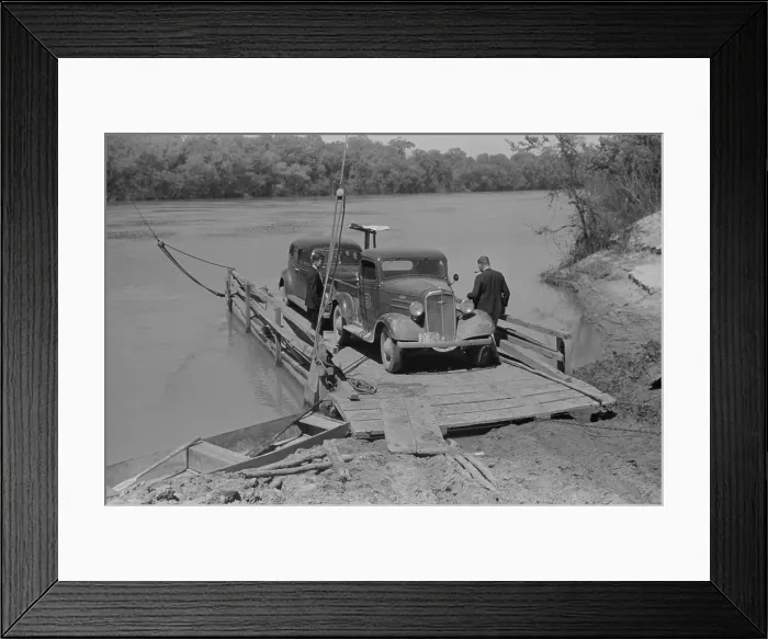 Framed Print : Primitive car ferry at African American community of Gee's Bend, Alabama, May 1939