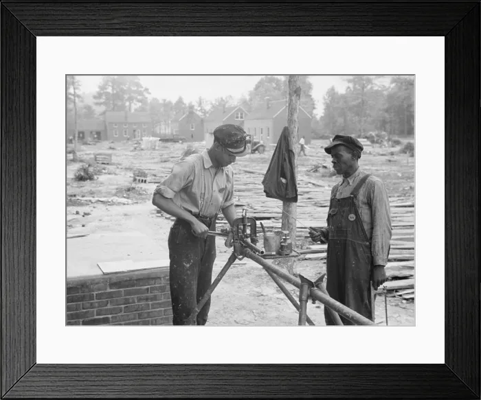 Framed Print : Builders at Newport News Homesteads, Virginia, Sept. 1936