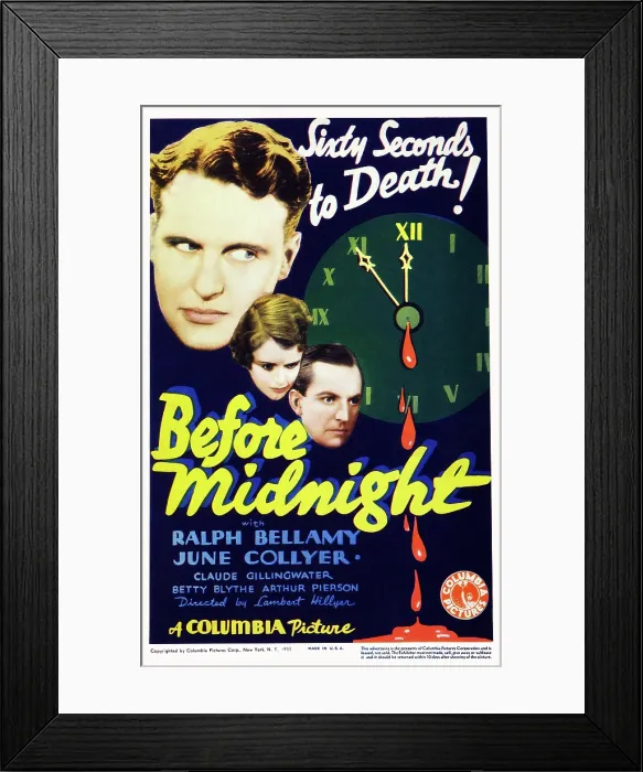 Framed Print : BEFORE MIDNIGHT, US poster art, from left: Ralph Bellamy, June Collyer, Arthur Pierson, 1933