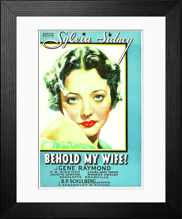 Framed Print : BEHOLD MY WIFE, Sylvia Sidney on US poster art, 1934