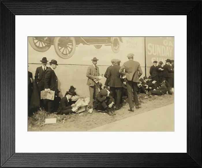 Framed Print : Dodgers baseball fans wait in line at Ebbets Field before a World Series game, Oct. 6, 1920. The Cleveland Indians beat the Brooklyn Dodgers in seven games. (BSLOC_2015_17_3)