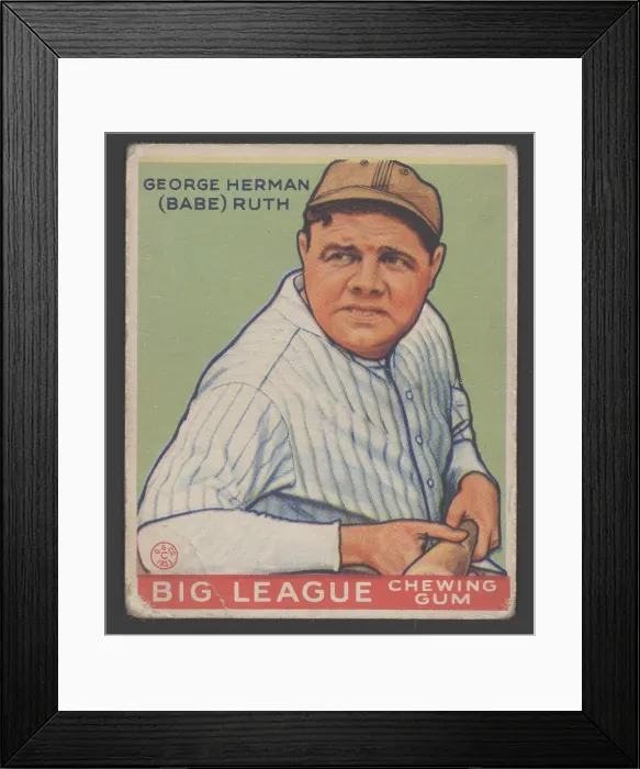 Framed Print : Babe Ruth 1933 baseball card by Big League Chewing Gum. (BSLOC_2015_17_31)
