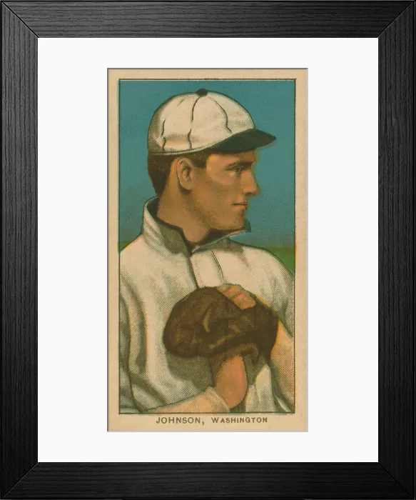 Framed Print : Baseball card of Walter Johnson, Washington Senators, by the American Tobacco Company, 1909-11. (BSLOC_2015_17_36) Framed Print : Baseball card of Walter Johnson, Washington Senators, by the American Tobacco Company, 1909-11. (BSLOC_2015_17_36)