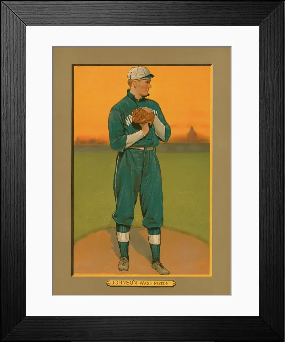 Framed Print : Baseball card of Walter Johnson, Washington Senators, by the American Tobacco Company, 1911. (BSLOC_2015_17_38)