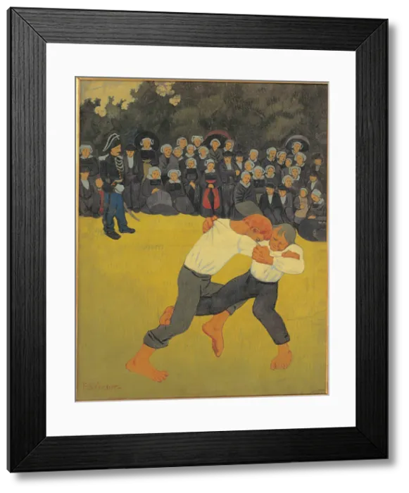 Framed Print : The Fight, by Paul Srusier, 1890 - 1891, 19th Century, oil on canvas, cm 91 x 72 - France, Ile de France, Paris, Muse dOrsay. All