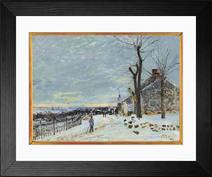 Framed Print : Snow at Veneux Nadon, by Alfred Sisley, 1880 about, 19th Century, oil on canvas, cm 55 x 74 - France, Ile de France, Paris, Muse dOrsay. All