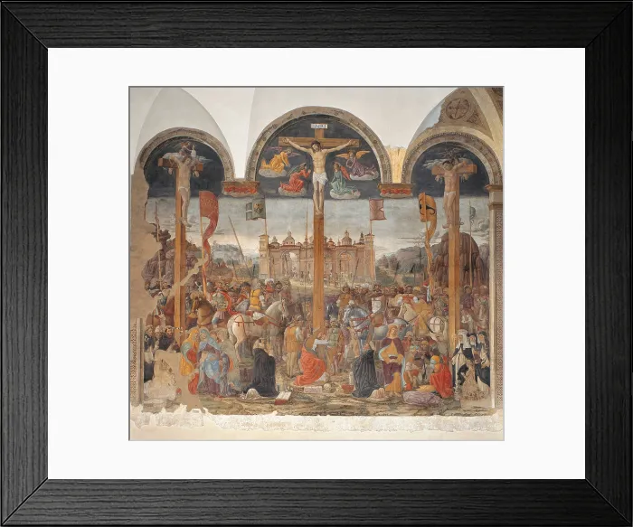 Framed Print : Crucifixion, by Giovanni Donato da Montorfano, 1495, 15th Century, fresco, - Italy, Lombardy, Milan, Refectory of Santa Maria delle Grazie convent, south wall. All