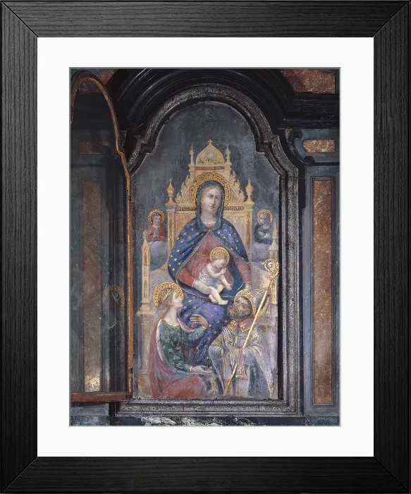 Framed Print : Madonna and Child with Saints, by probably Anonymous Artist of Lombard school, 15th Century, fresco, - Italy, Lombardy, Milan, Santa Maria Podone Church. All Framed Print : Madonna and Child with Saints, by probably Anonymous Artist of Lombard school, 15th Century, fresco, - Italy, Lombardy, Milan, Santa Maria Podone Church. All