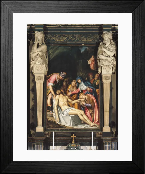 Framed Print : Deposition, by Simone Peterzano, 1584 about, 16th Century, oil on canvas, cm 290 x 185 - Italy, Lombardy, Milan, San Fedele Church. All Framed Print : Deposition, by Simone Peterzano, 1584 about, 16th Century, oil on canvas, cm 290 x 185 - Italy, Lombardy, Milan, San Fedele Church. All