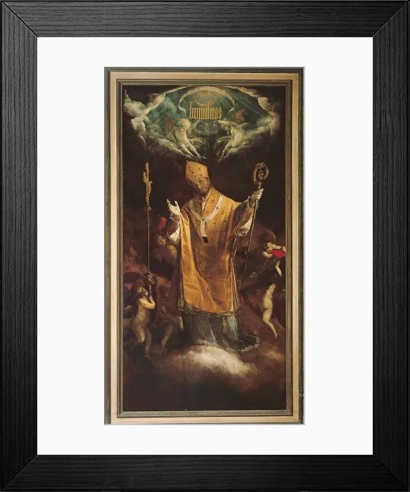 Framed Print : St Charles in Glory, by Giovan Battista Crespi known as Cerano, 1615 about, 17th Century, oil on canvas, cm 395 x 205 - Italy, Lombardy, Milan, San Gottardo in Corte church. All Framed Print : St Charles in Glory, by Giovan Battista Crespi known as Cerano, 1615 about, 17th Century, oil on canvas, cm 395 x 205 - Italy, Lombardy, Milan, San Gottardo in Corte church. All