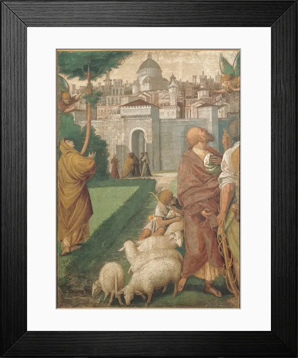 Framed Print : The Annunciation to Joachim and Anna, by Gaudenzio Ferrari, 1539 post, 16th Century, fresco transferred to canvas, wooden frame, cm 190 x 135 - Italy, Lombardy, Milan