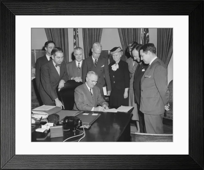 Framed Print : President Harry Truman with members of Conference on Prevention and Control of Juvenile Delinquency. Jan. 27, 1948