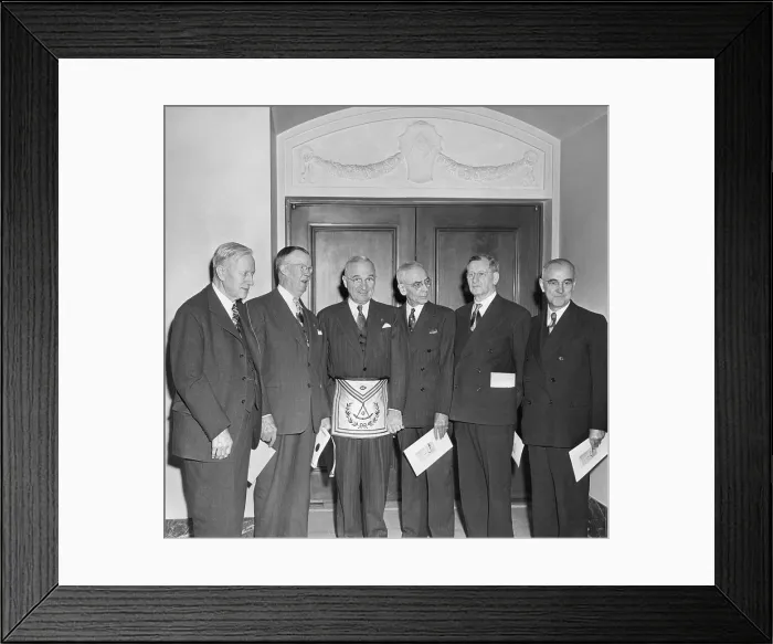 Framed Print : President Harry Truman wearing his Masonic regalia. He was visiting the George Washington National Masonic Memorial in Alexandria, Virginia. Feb. 22, 1950. - (BSLOC_2014_15_84) Framed Print : President Harry Truman wearing his Masonic regalia. He was visiting the George Washington National Masonic Memorial in Alexandria, Virginia. Feb. 22, 1950. - (BSLOC_2014_15_84)