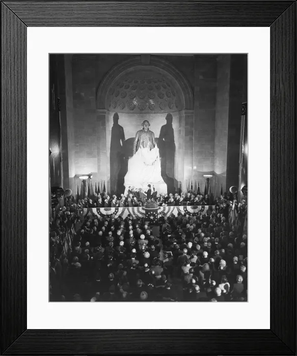 Framed Print : Unveiling of the George Washington Statue, at the National Masonic Memorial. President Harry Truman with Masons in Alexandria, Virginia. Feb. 22, 1950. - (BSLOC_2014_15_85)