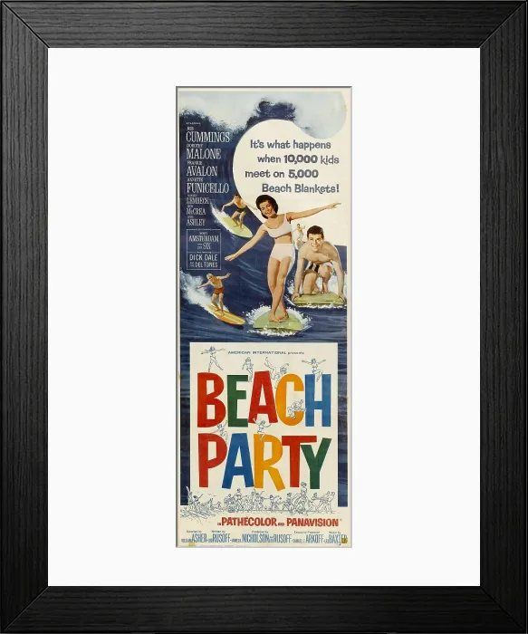 Framed Print : BEACH PARTY, Annette Funicello, Frankie Avalon, 1963 Framed Print : BEACH PARTY, Annette Funicello, Frankie Avalon, 1963