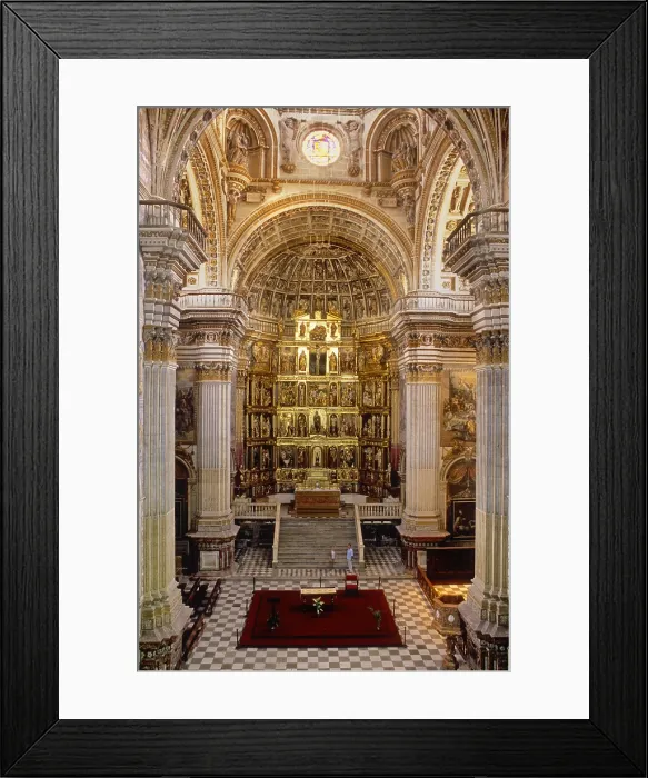 Framed Print : SPAIN. Granada. Monastery of Saint Jeronimo. View of the main nave of the church, housing the high altar and the Manierist style altarpiece.. Renaissance art. Architecture Framed Print : SPAIN. Granada. Monastery of Saint Jeronimo. View of the main nave of the church, housing the high altar and the Manierist style altarpiece.. Renaissance art. Architecture