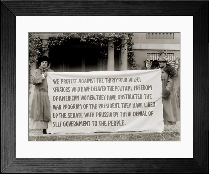 Framed Print : Women's suffrage activists protest the U.S. Senate's failure to pass the federal woman suffrage amendment in 1918 Framed Print : Women's suffrage activists protest the U.S. Senate's failure to pass the federal woman suffrage amendment in 1918