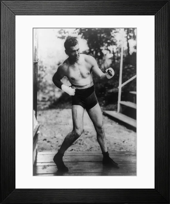 Framed Print : Jack Dempsey, World Heavyweight Champion, training at Michigan City, Indiana, ca. 1922. (BSLOC_2015_17_66)