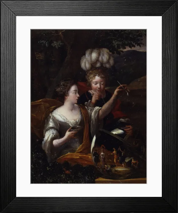 Framed Print : Allegory of Vanity, by Eglon Hendrik van der Neer, 1693, 17th Century, oil on board brought on canvas, 20 x 26 cm - Italy, Lombardy, Milan, Castello Sforzesco