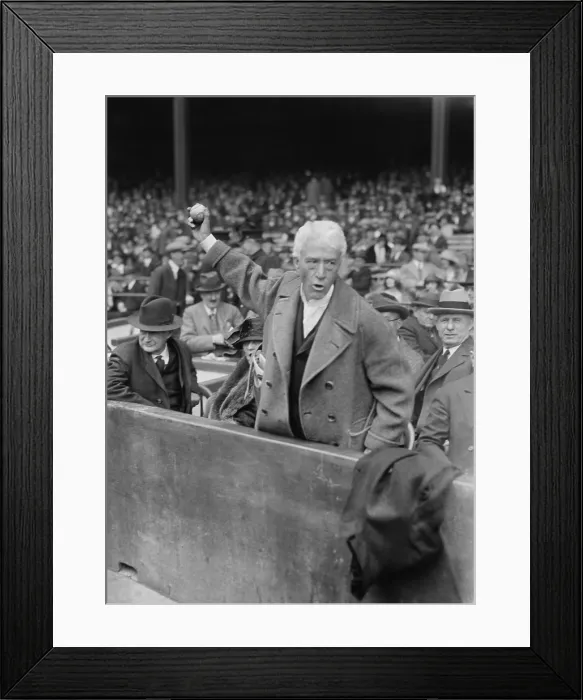 Framed Print : Judge Kenesaw Mountain Landis, Commissioner of Baseball opening a game, 1924. (BSLOC_2015_17_48)