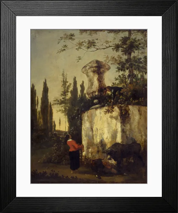 Framed Print : Sight from a garden, by Unknown Artist After Willem Schellinks, second half of the 17th Century, oil on board - Italy, Lombardy, Milan, Castello Sforzesco
