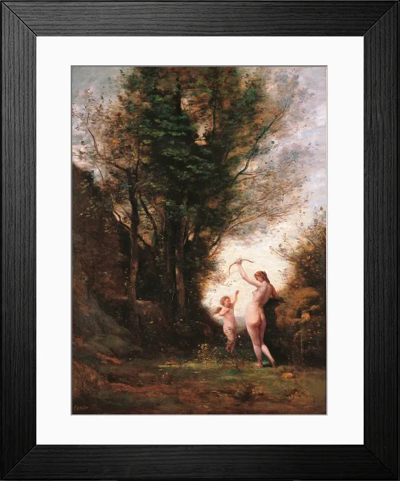 Framed Print : A Nymph Playing with Cupid, by Jean-Baptiste-Camille Corot, 19th Century, oil on canvas, cm 78, 5 x 57 - France, Ile de France, Paris, Muse dOrsay. All Framed Print : A Nymph Playing with Cupid, by Jean-Baptiste-Camille Corot, 19th Century, oil on canvas, cm 78, 5 x 57 - France, Ile de France, Paris, Muse dOrsay. All