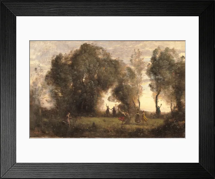 Framed Print : The Dance of the Nymphs, by Jean-Baptiste-Camille Corot, 1860 - 1865 about, 19th Century, oil on canvas, cm 49 x 77, 5 - France, Ile de France, Paris, Muse dOrsay. All