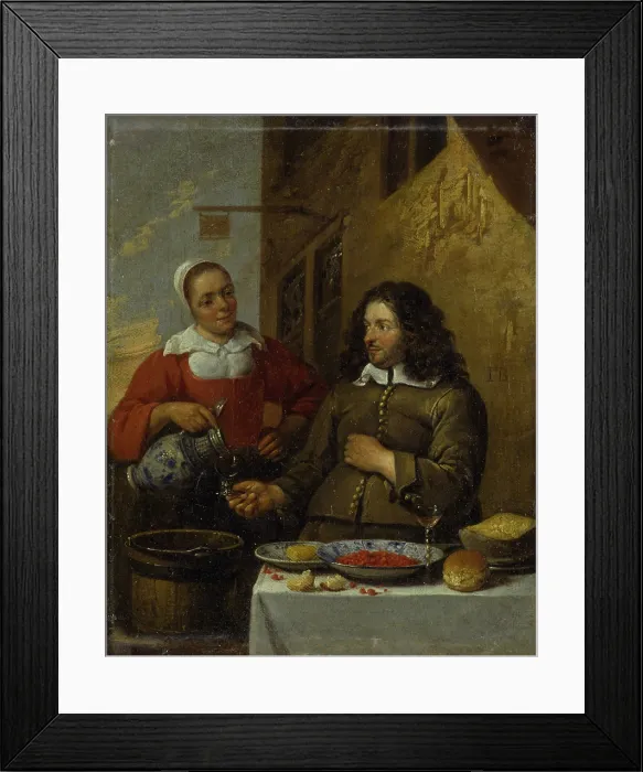 Framed Print : In front of the Inn, by Van Tilborgh Gilles, 1655 - 1660, 17th Century, oil on canvas brought on board, 23 x 26 cm - Italy, Lombardy, Milan, Castello Sforzesco