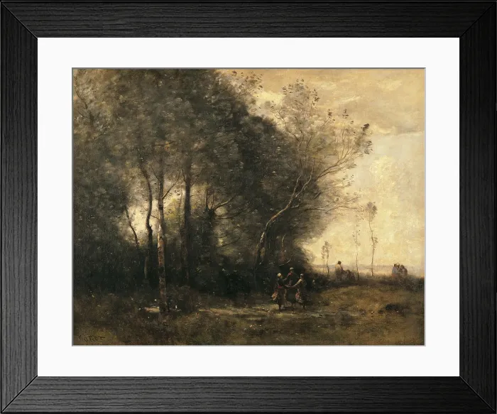 Framed Print : Dance of the Nymphs (Souvenir of Arleux), by Jean-Baptiste-Camille Corot, 1871, 19th Century, oil on canvas, cm 62 x 80 - France, Ile de France, Paris, Muse dOrsay. All