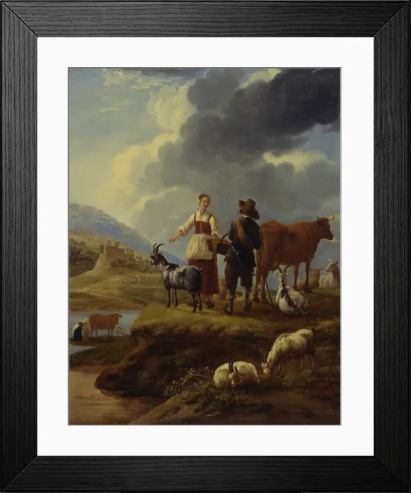 Framed Print : Italianate landscape with shepherds and flock, by Wolfaerts Jan Baptist, 1640 - 1660, 17th Century, oil on board, 49 x 64 cm - Italy, Lombardy, Milan, Castello Sforzesco Framed Print : Italianate landscape with shepherds and flock, by Wolfaerts Jan Baptist, 1640 - 1660, 17th Century, oil on board, 49 x 64 cm - Italy, Lombardy, Milan, Castello Sforzesco