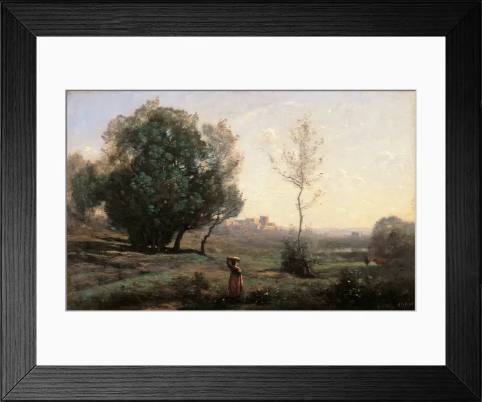 Framed Print : Souvenir of the Landes, by Jean-Baptiste-Camille Corot, 1872 about, 19th Century, oil on canvas, cm 44 x 62 - France, Ile de France, Paris, Muse dOrsay. All