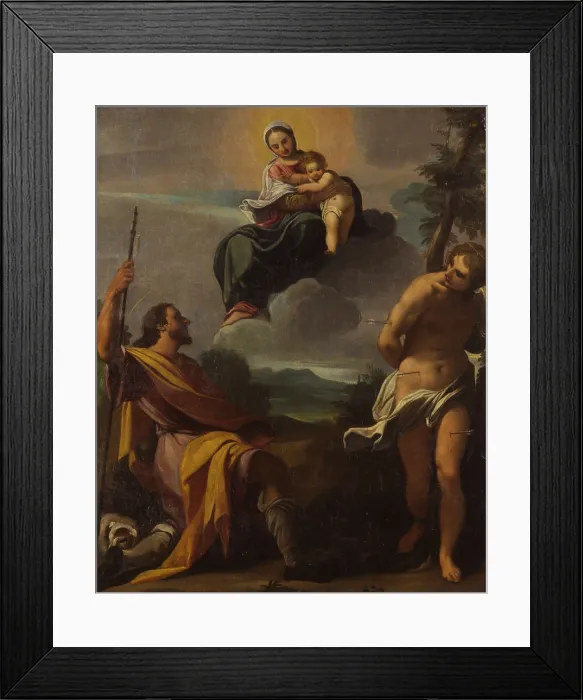 Framed Print : The Virgin and Saints Rocco and Sebastiano, by Carlo Boononi, begin of the 17th Century, oli on canvas - Private collection. Whole artwork view Framed Print : The Virgin and Saints Rocco and Sebastiano, by Carlo Boononi, begin of the 17th Century, oli on canvas - Private collection. Whole artwork view