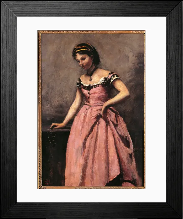 Framed Print : Young Woman in a Pink Dress, by Jean-Baptiste-Camille Corot, 19th Century, oil on canvas, cm 46 x 32 - France, Ile de France, Paris, Muse dOrsay. All Framed Print : Young Woman in a Pink Dress, by Jean-Baptiste-Camille Corot, 19th Century, oil on canvas, cm 46 x 32 - France, Ile de France, Paris, Muse dOrsay. All