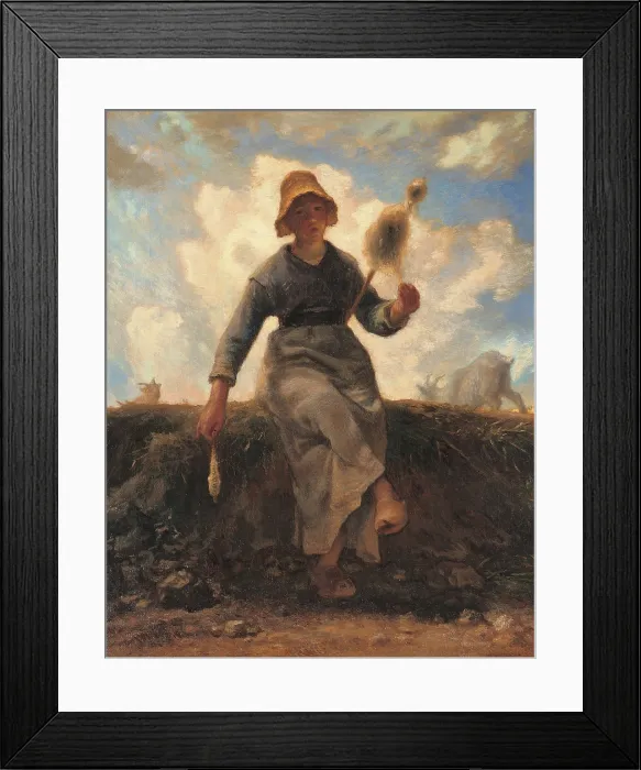 Framed Print : The Spinning Girl, by Jean-Franois Millet, 1868 - 1869, 19th Century, oil on canvas, cm 92, 5 x 73, 5 - France, Ile de France, Paris, Muse dOrsay, RF1880. All