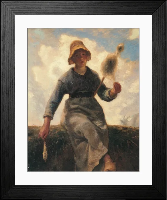 Framed Print : The Spinning Girl, by Jean-Franois Millet, 1868 - 1869, 19th Century, oil on canvas, cm 92, 5 x 73, 5 - France, Ile de France, Paris, Muse dOrsay, RF1880. Detail