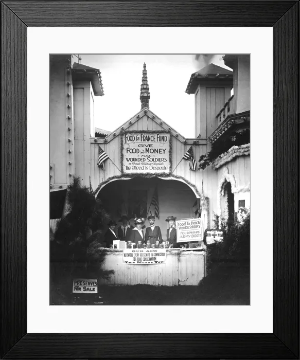 Framed Print : Housewives Army, Food for France Fund booth at Connecticut State Fair, Hartford, Connecticut. World War I. Ca. 1917 Framed Print : Housewives Army, Food for France Fund booth at Connecticut State Fair, Hartford, Connecticut. World War I. Ca. 1917