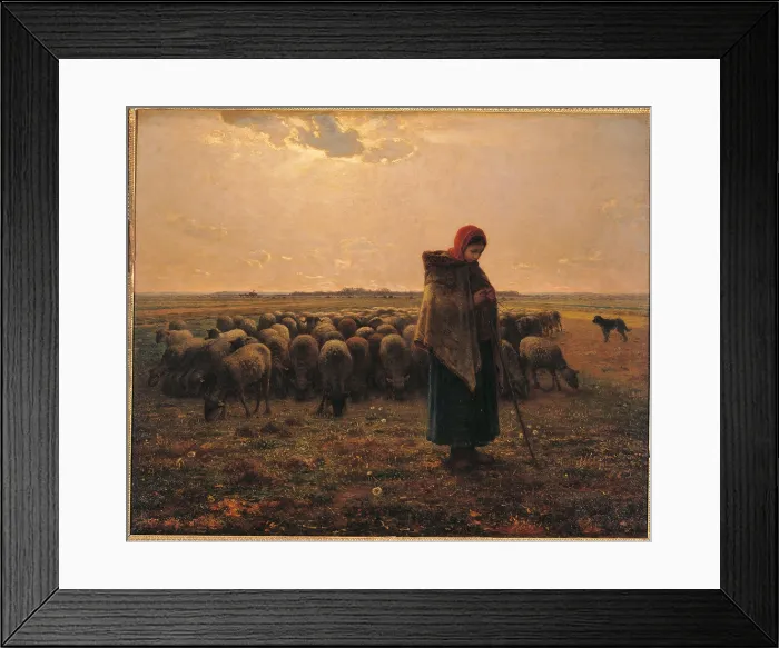 Framed Print : Shepherdess with Her Flock, by Jean-Franois Millet, 19th Century, oil on canvas, cm 81 x 100 - France, Ile de France, Paris, Muse dOrsay, RF1879. All Framed Print : Shepherdess with Her Flock, by Jean-Franois Millet, 19th Century, oil on canvas, cm 81 x 100 - France, Ile de France, Paris, Muse dOrsay, RF1879. All