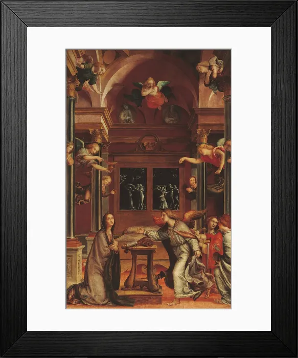 Framed Print : The Annunciation, by Unknown Artist, 16th Century, - Italy, Lombardy, Milan, Brera Art Gallery, Santa Marta church. All