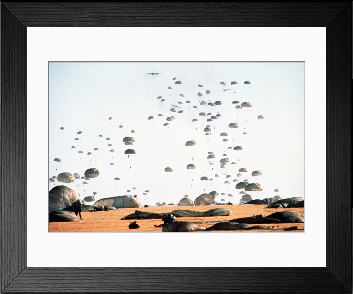 Framed Print : Paratroopers from the 82nd Airborne Division land at Palmerola Air Base in Honduras. Honduran and U.S