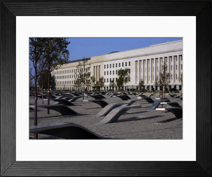 Framed Print : The Pentagon Memorial honoring the 184 people killed at the Pentagon and on American Airlines Flight 77 during the Sept. 11 2001 terrorist attacks was dedicated on Sept