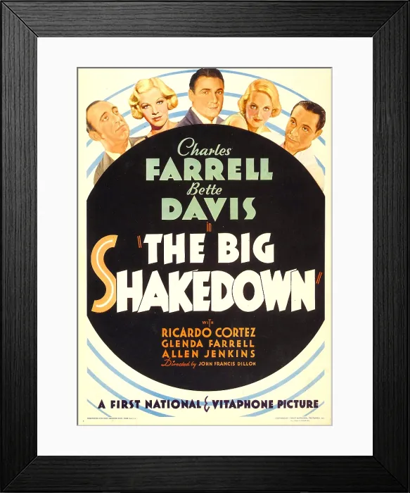 Framed Print : THE BIG SHAKEDOWN, from left: Allen Jenkins, Glenda Farrell, Charles Farrell, Bette Davis, Ricardo Cortez on midget window card, 1934
