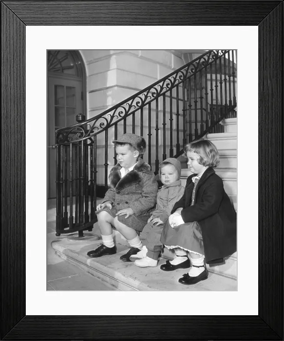 Framed Print : President Eisenhower's grandchildren at the White House. 1953. L-R: David, Susan, and Barbara Ann. - (BSLOC_2014_16_106) Framed Print : President Eisenhower's grandchildren at the White House. 1953. L-R: David, Susan, and Barbara Ann. - (BSLOC_2014_16_106)