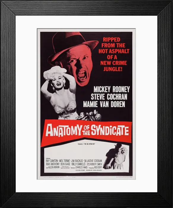 Framed Print : THE BIG OPERATOR, (aka ANATOMY OF A SYNDICATE), US poster, top from left: Mamie Van Doren, Mickey Rooney, 1959 Framed Print : THE BIG OPERATOR, (aka ANATOMY OF A SYNDICATE), US poster, top from left: Mamie Van Doren, Mickey Rooney, 1959