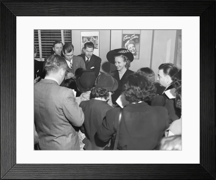 Framed Print : Margaret Truman, holds a press conference in the office of her manager, James Davidson. Feb. 4. 1949 Framed Print : Margaret Truman, holds a press conference in the office of her manager, James Davidson. Feb. 4. 1949