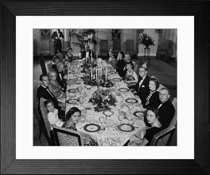 Framed Print : Mamie Eisenhower has a big family dinner at the White House on her Birthday. Nov. 14, 1956