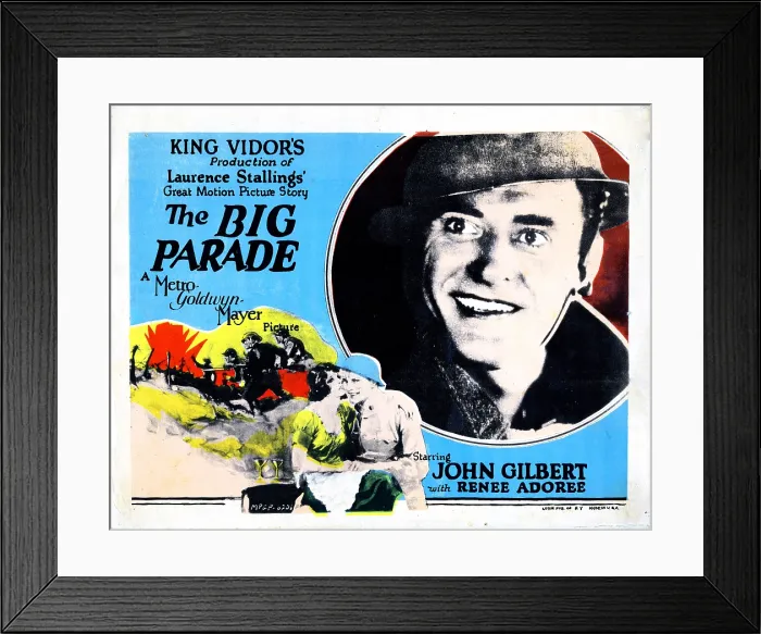 Framed Print : THE BIG PARADE, title lobbycard, John Gilbert, 1925