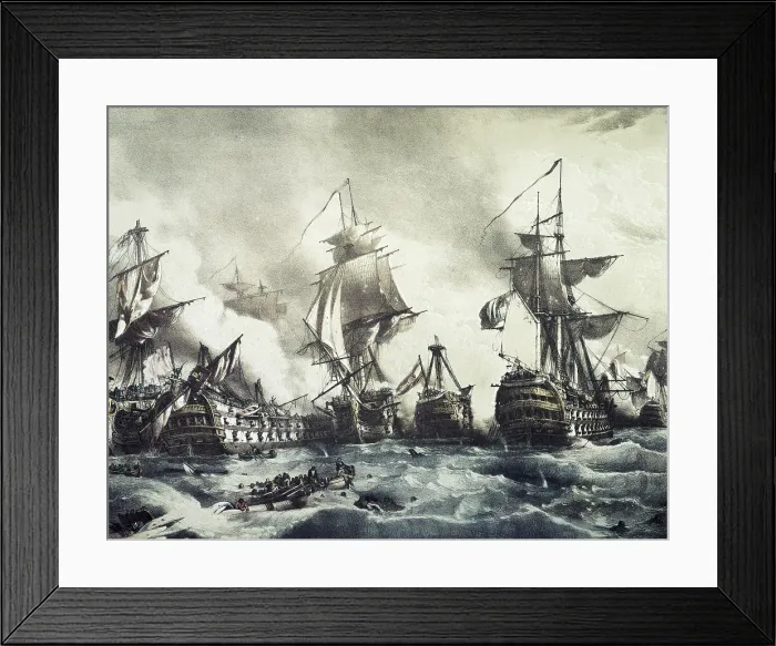 Framed Print : Battle of Trafalgar, 21st October 1805. Engraving. SPAIN. Madrid. National Library. - M.C.Esteban / Iberfoto / Everett Collection (521021)**US SALES ONLY**