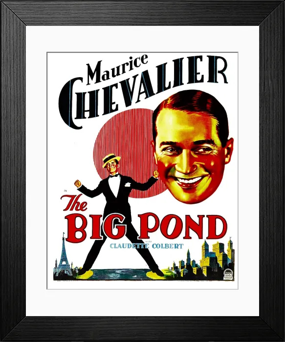Framed Print : THE BIG POND, Maurice Chevalier on window card, 1930